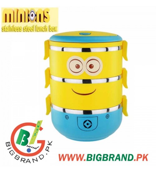 Three Layers Minion Metal Lunch Box for Kids 